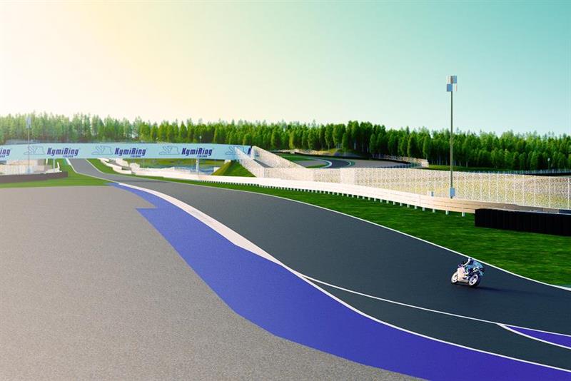 KymiRing racing circuit with motorbike turning
